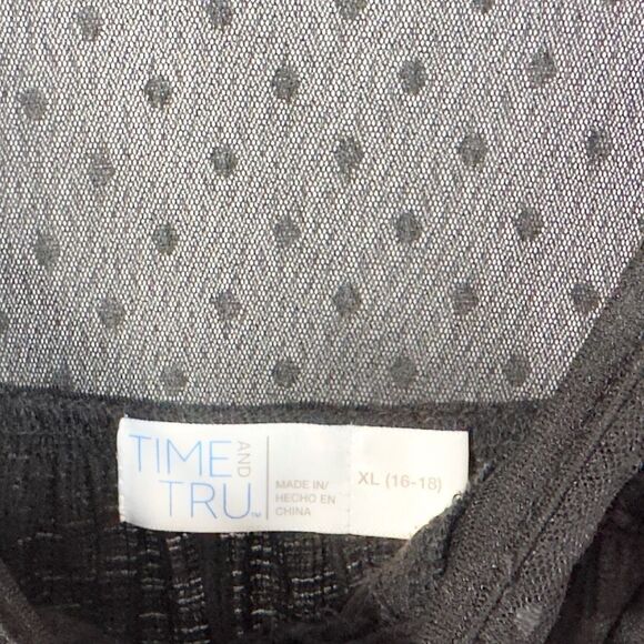 Time Tru‎ XL Top 16W 18W Embroidered Swiss Dot Mesh Lace Black Peasant 336 - Picture 8 of 9